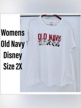 Old Navy Disney 2X tall plus mickey mouse Characters PJ top T-Shirt white